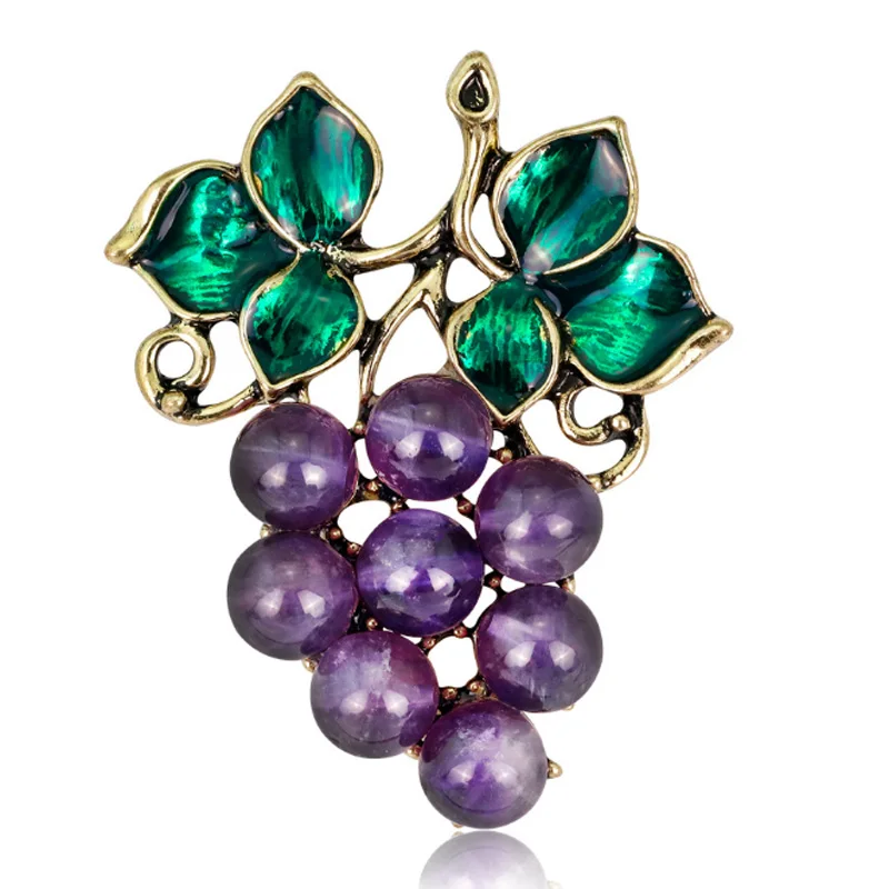Zlxgirl jewelry Purple color grape brooches bouquet For Women Kids