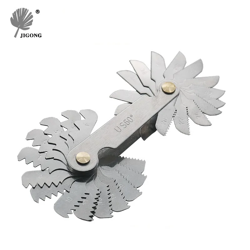 

JIGONG 30Pcs Stainless Steel Thread Measuring U.S60 Degree Guage Whitworth Screw Pitch Gauge