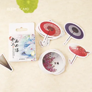 

45PCS/box Umbrella Painted West Building Album Paper Lable Stickers Crafts Scrapbooking Decorative Lifelog Stationery Sticker