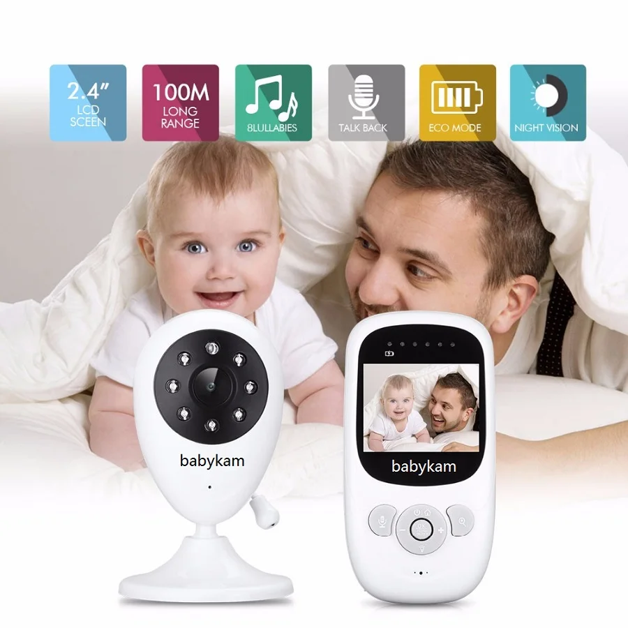 

babykam niania elektroniczna cry baby monitor 2.4''LCD IR Night light vision video intercom Lullabies Temperature sensor 2X Zoom