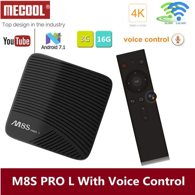 

Mecool M8S PRO L Voice Control Smart TV Box Android 7.1 S912 3GB RAM 16GB ROM Set-top Box with Voice Remote Control IPTV box