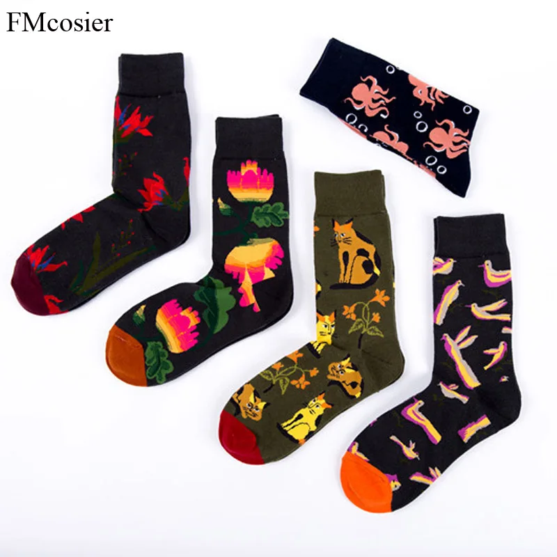 

5Pair Women's Funny Painting Art Socks Female Cotton Colorful Unisex Comfortable For Women Ladies Autumn Winter Sox Pack