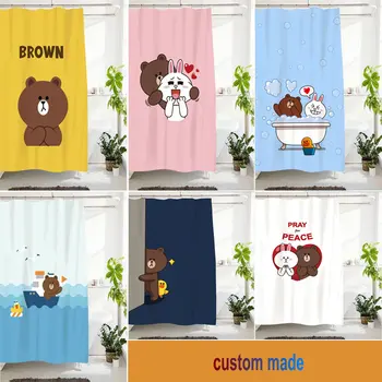 

Custom Made Shower Curtain Bathroom Curtain Partition 1.2/1.5/1.8/2x1.8 meters 1.5x2m 1.8x2m 2x2m 2.4x2m Blue Brown Bear Rabbit