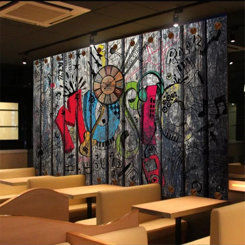 

Retro nostalgic graffiti background wall painting custom large wallpaper mural 3D photo wall factory wholesale