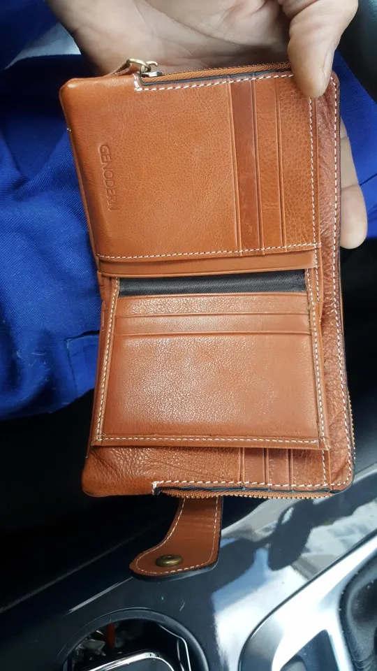 GENODERN RFID Wallet Women Genuine Leather Top Quality Female Wallet Purse Small Wallet Zipper Card Holders Card Wallet photo review
