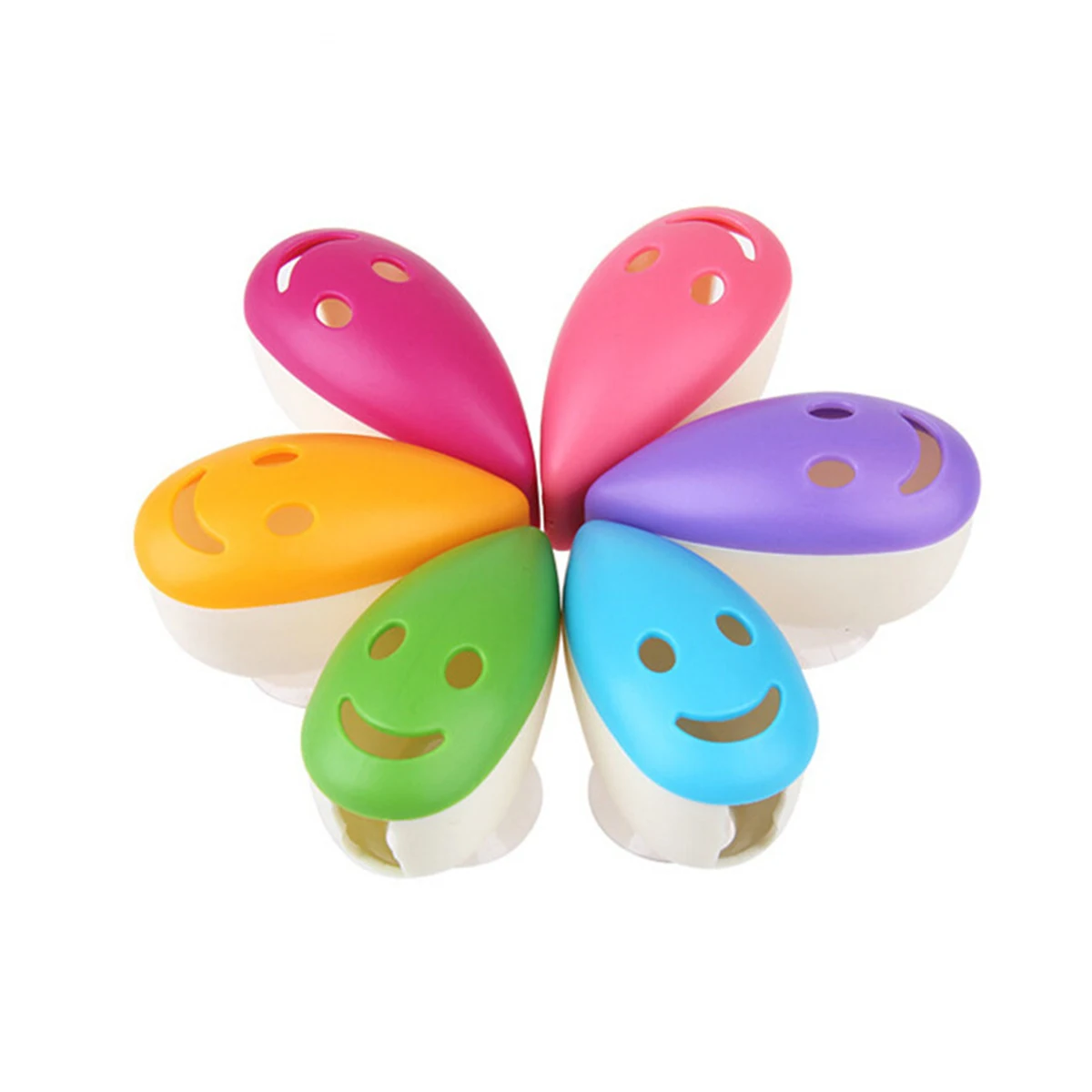 

4pcs Smile Face Antibacterial Toothbrush Holders Suction Cup
