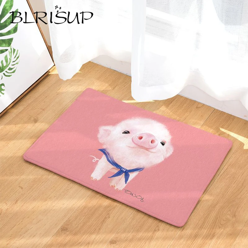 BLRISUP Cute Cartoon Animal Printed Doormat Flannel Pig Bear Floor Mat Bathroom Kitchen Carpet Non-slip Carpet Tapete Door Mat BLRISUP Cute Cartoon Animal Printed Doormat Flannel Pig Bear Floor Mat Bathroom Kitchen Carpet Non-slip Carpet Tapete Door Mat