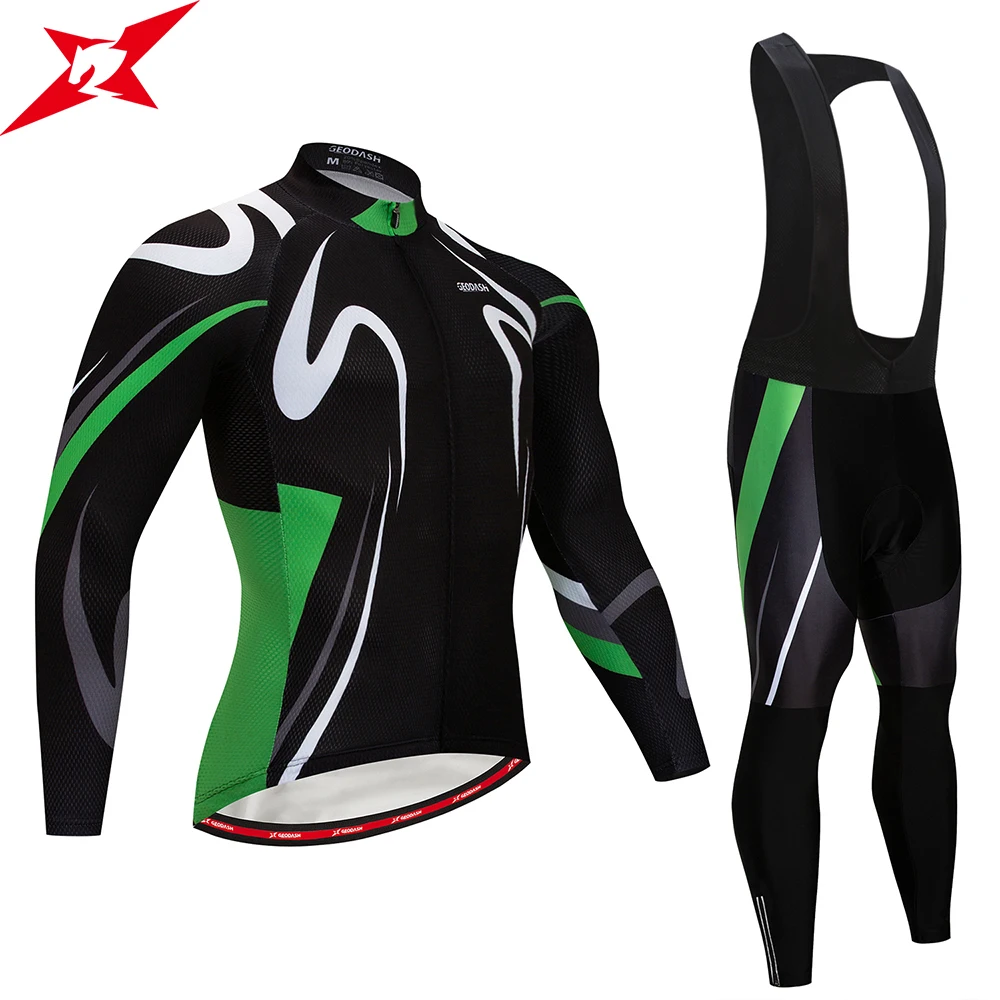 

GEODASH Top Quality Cycling Jersey Set Breathable Mens Cycling Uniforms Quick Dry Cycling Clothing Men's Sets 2019 GEL Pad