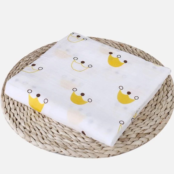 Муслиновые хлопковые детские пеленки, мягкие одеяла для новорожденных, игровой коврик, детское банное полотенце, марлевые пеленки для младенцев, спальный мешок, чехол для коляски - Цвет: Yellow Crown