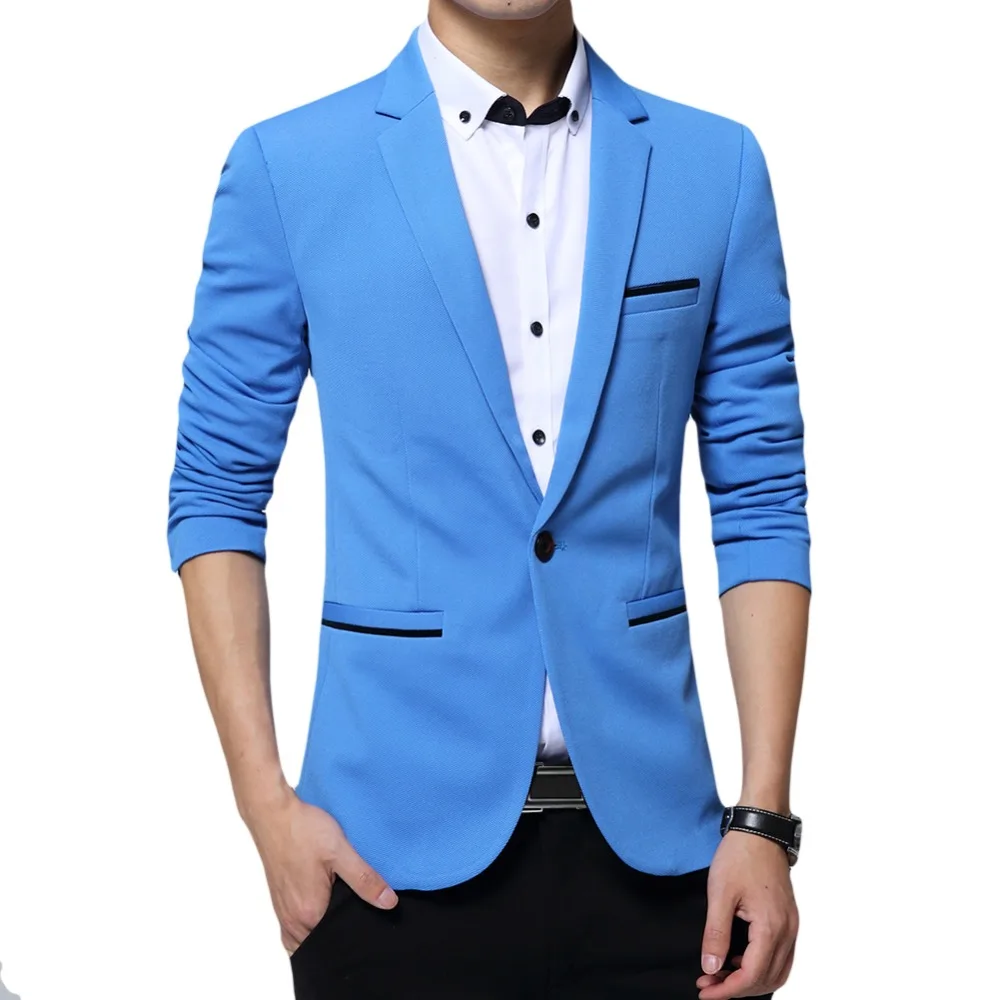 YUNCLOS 2019 New One Button Blazer for Men Casual Slim Fit Jackets High Quality Solid Color Business Men Blazer Jackets
