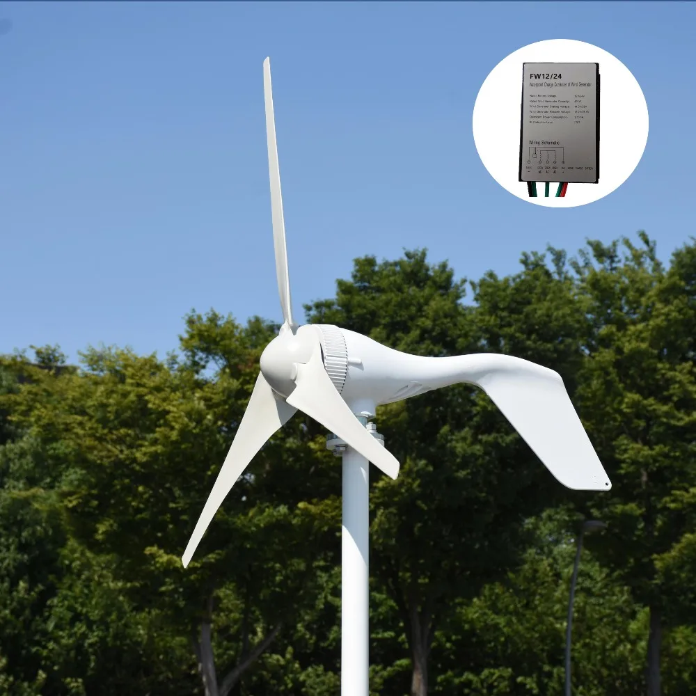 400W 12 V/24 V Горизонтальное белого генератор ветряного двигателя со слежением за максимальной точкой мощности/PWM водонепроницаемый ветер контроллер зарядного устройства для домашнего использования