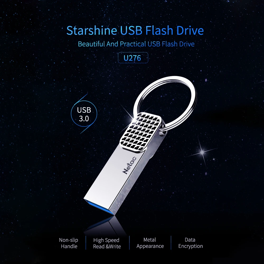 Netac U276 32 GB USB флэш-накопитель USB 3,0 автомобильный брелок флеш-накопитель металлический U диск 32 Гб USB3.0 Starshine Водонепроницаемый зашифрованный флеш-накопитель