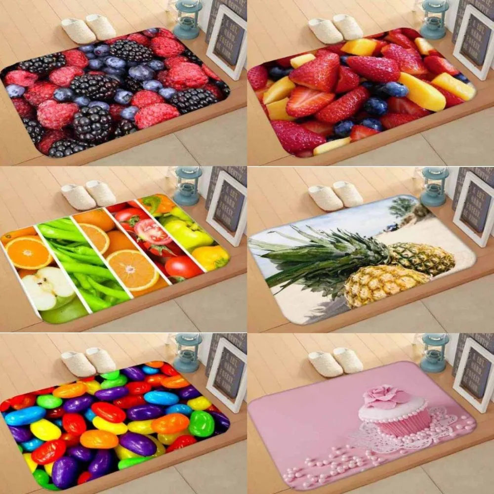 

Else Fresh Fruits Yellow Red Green Cupcake 3d Digital Print Modern Decorative Floor Door Mat Home Decor Entryway Kitchen 50x80cm