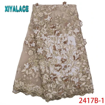 

African French Embroidered Net Lace Fabric 2018 High Quality Nigerian Lace Fabric Bridal French Tulle Lace Fabric PGC2417B-1