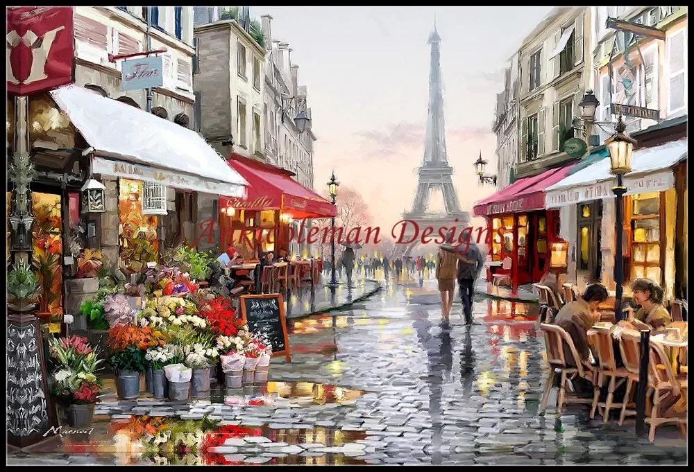 Billig Stickerei Gezählt Kreuz Stich Kits Hand Handwerk 14 ct DMC Farbe DIY Kunst Handgemachte Decor London Paris Neue york