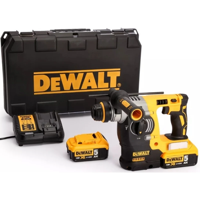 Перфоратор аккумуляторный DeWalt DCH273P2 (18 В, Li-Ion аккумулятор, максимальный диаметр сверления по дереву 26 мм, по металлу 13 мм, по бетону 24 мм, патрон SDS Plus, подсветка рабочей зоны, реверс)