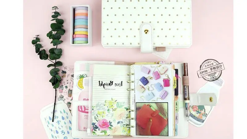 Onda de Ouro Yiwi Bonito Polka Ponto Espiral Branco Notebook a5 a6 Tamanho Diário Planejador Núcleo Interior Faça Você Mesmo Caderno 2019 7 diário diário planejador núcleo interior diy caderno