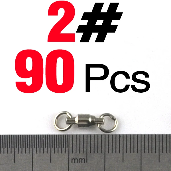 90PCS Size 2 MNFT 90 шт. Размер от 0 до 8# из нержавеющей стали твердое кольцо разъем рыболовный крючок рыболовный с сверхмощный шариковый Вертлюг аксессуары - Цвет: 90PCS Size 2
