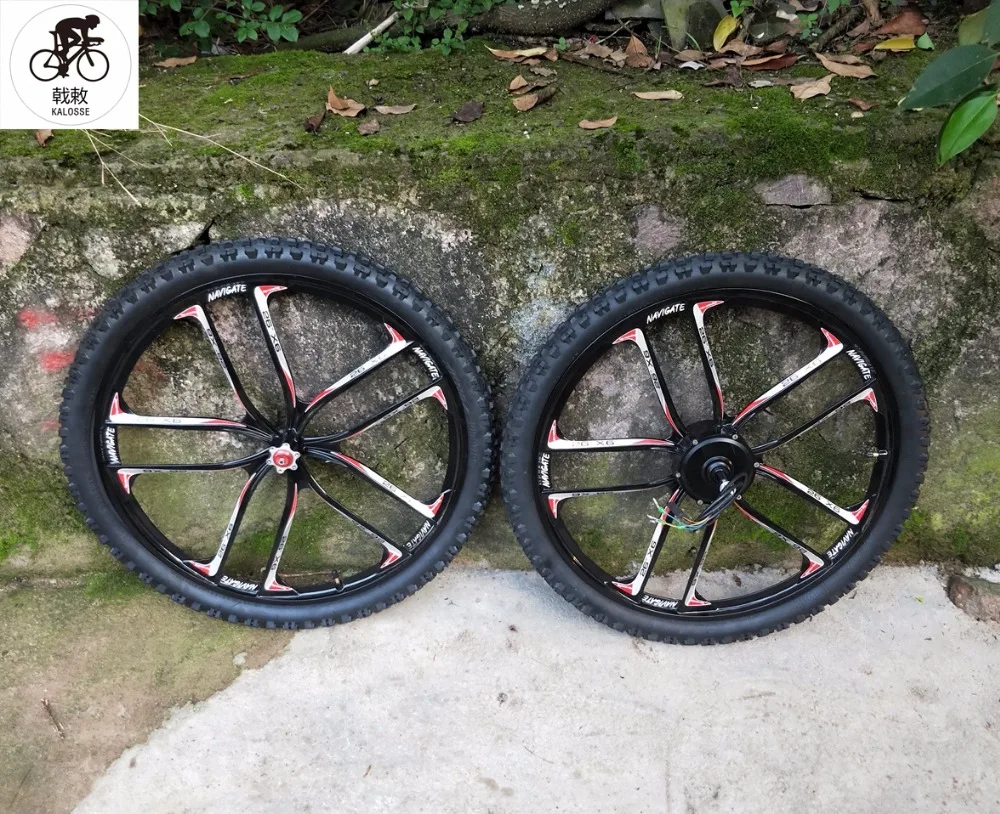 Cheap Kalosse Electric  wheels+tires+tubes   36/48V  350W  26inch  135mm  electrical  bike  integrated bike motor 4