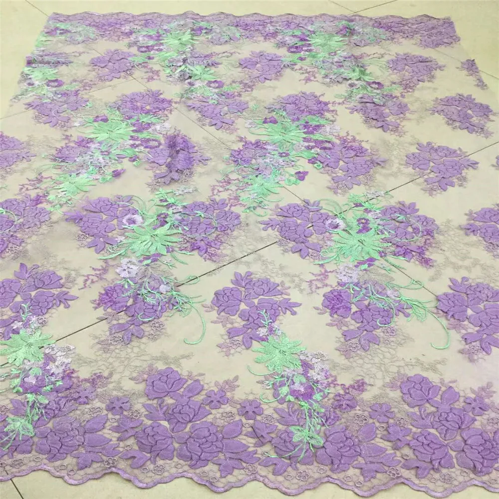 

Multi Color African Wedding Dress Net Lace Indian Embroidery Bridal Tulle Fabric Floral Nigeria Lace Fabrics X668-2