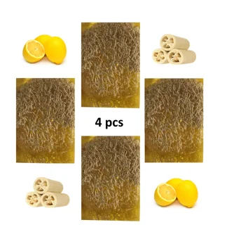

Essential Lemon oil Soap with Luffa Massage Efect Skin NO Acne Antibacterial and Astringent 100grx4psc Natural Soaps