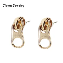 Drop Shipping,New Vintage Punk Metal Zipper Studs Earrings,Fashion Jewelry Wholesale 3 colors