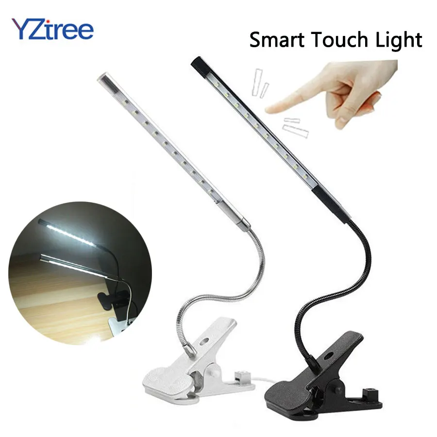 

USB LED Dimmable Night Light Smart Touch Sensor Clamp Table Desk Bed Night Lamp Flexible Book Light Reading Studying Night Lamp