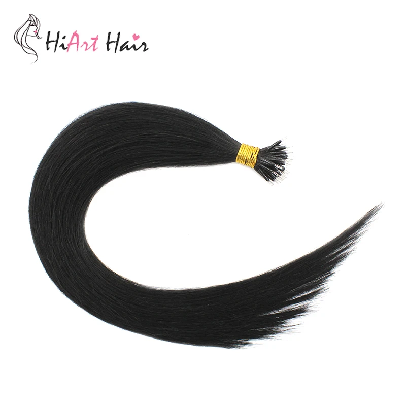 

Hiart Natural Color #1 #1B Nano Ring Hair Extensions Salon Style Double Drawn Virgin Cuticle Remy Hair Straight 18"20"22" 50pcs