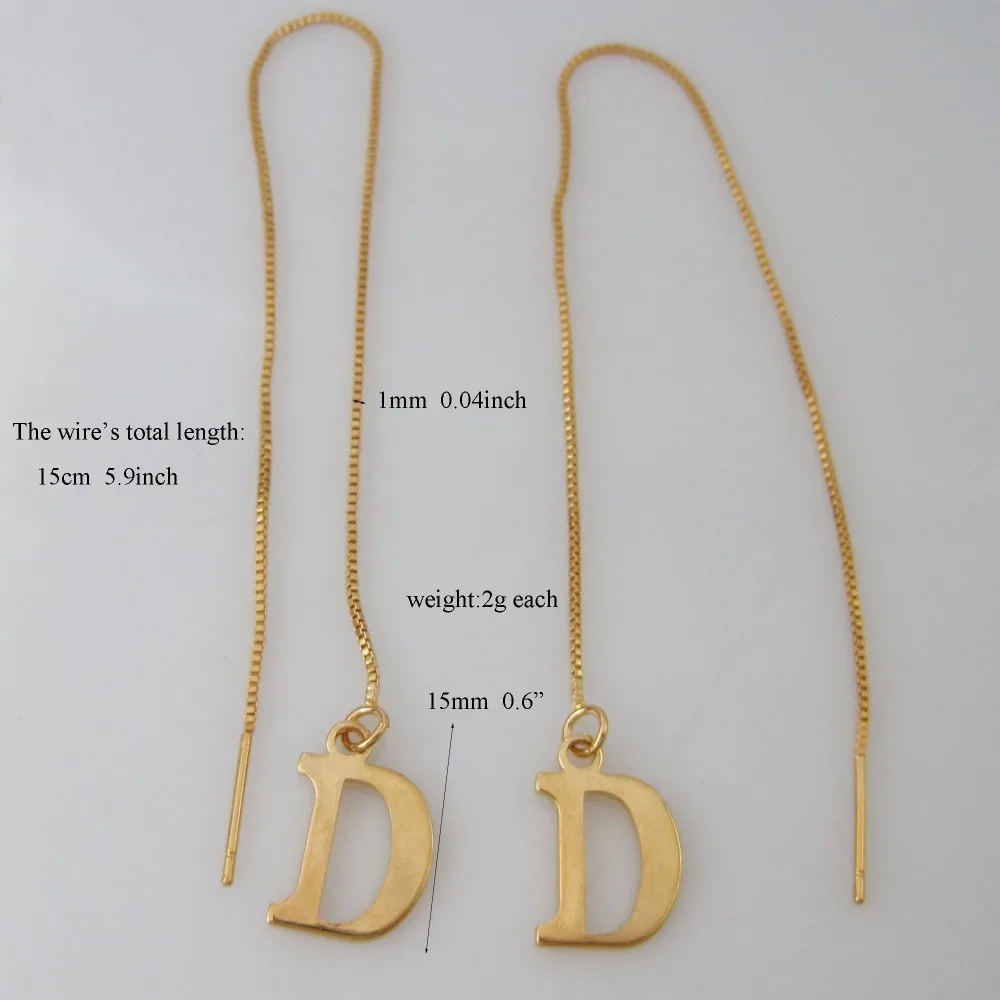

MIN ORDER 10$ ADJUSTABLE EIGHT STYLES YELLOW GOLD OVERLAY LONG THREAD WIRE LETTER D STAR LEAF CAT LOVE KEY BALL DANGLE EARRING