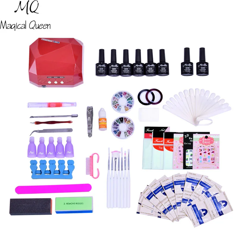 

Magical Queen set for manicure nail kit set gel varnish set 6 color uv gel polish 36W led lamp gel varnish nail polish set