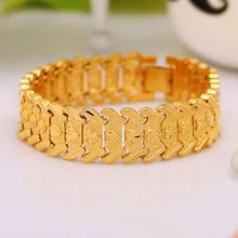 Men’s Bracelet Gold Color & Filled Brass,Wide Bangle for Women,Gold color Hand Chain Jewelry 2018 new fashion