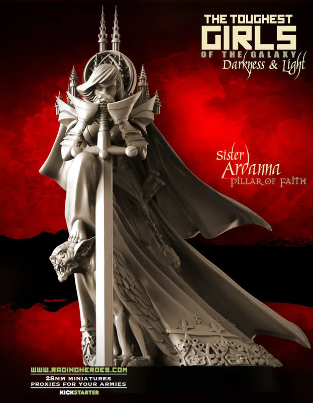 

[Loong Way Miniatures] Raging Heroes Ardanna, Pillar of the Faith (Sisters - F/SF) 35mm Resin Miniature