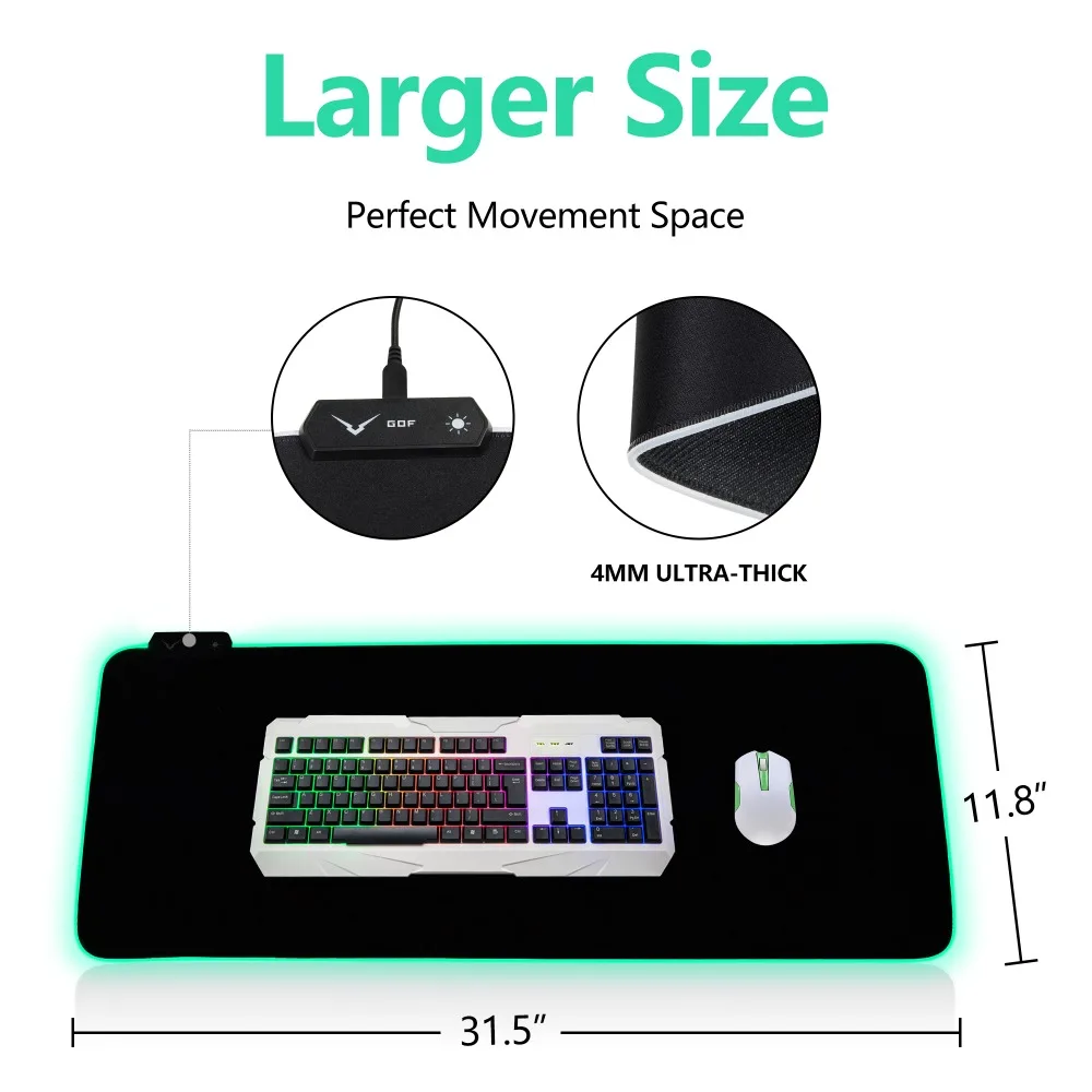 Led Mouse Pad Large gaming mouse pad RGB LED Lighting 7 Colorful