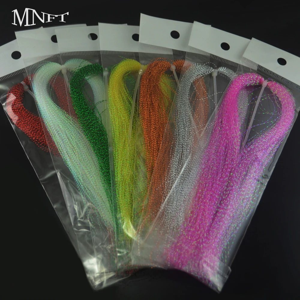 

MNFT 50Pcs Flashabou Flash Colorful Glittering Crystal Holographic Tinsel Sabiki Treble Hook Lure Herl Baits Fly Tying Material