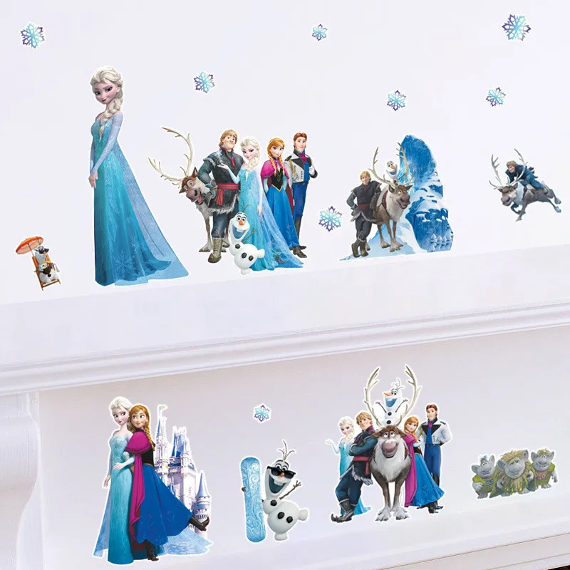 

Magic Cartoon princess Elsa Anna wall stickers for kids room diy clouds sun wall decals girls bedroom home decoration poster