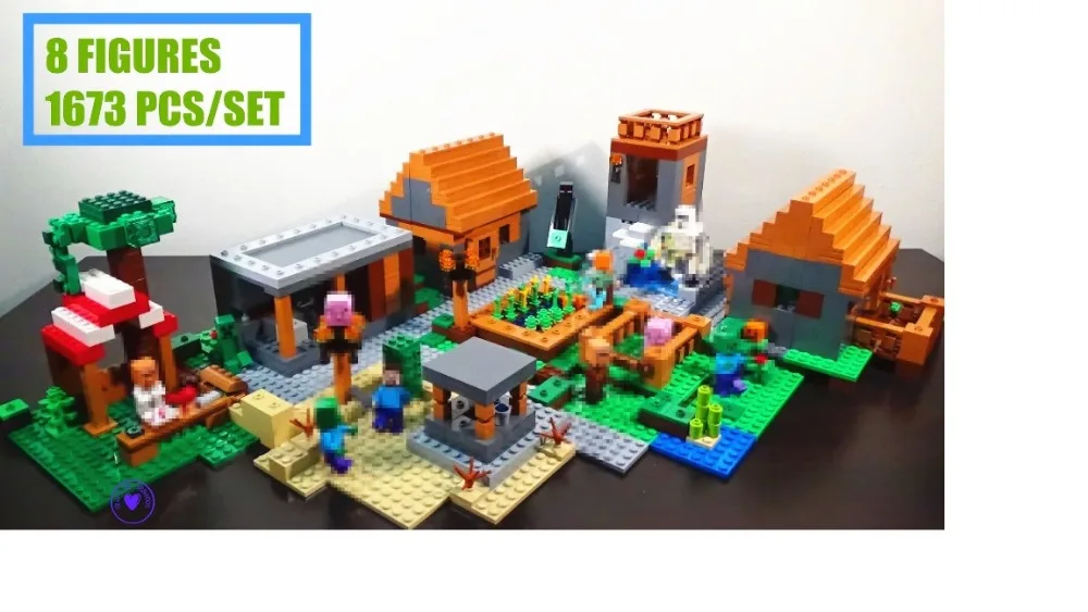 

New Toys for children My worlds Village Minecraft fit legoings Minecrafted figures Model building blocks diy bricks fit 21128