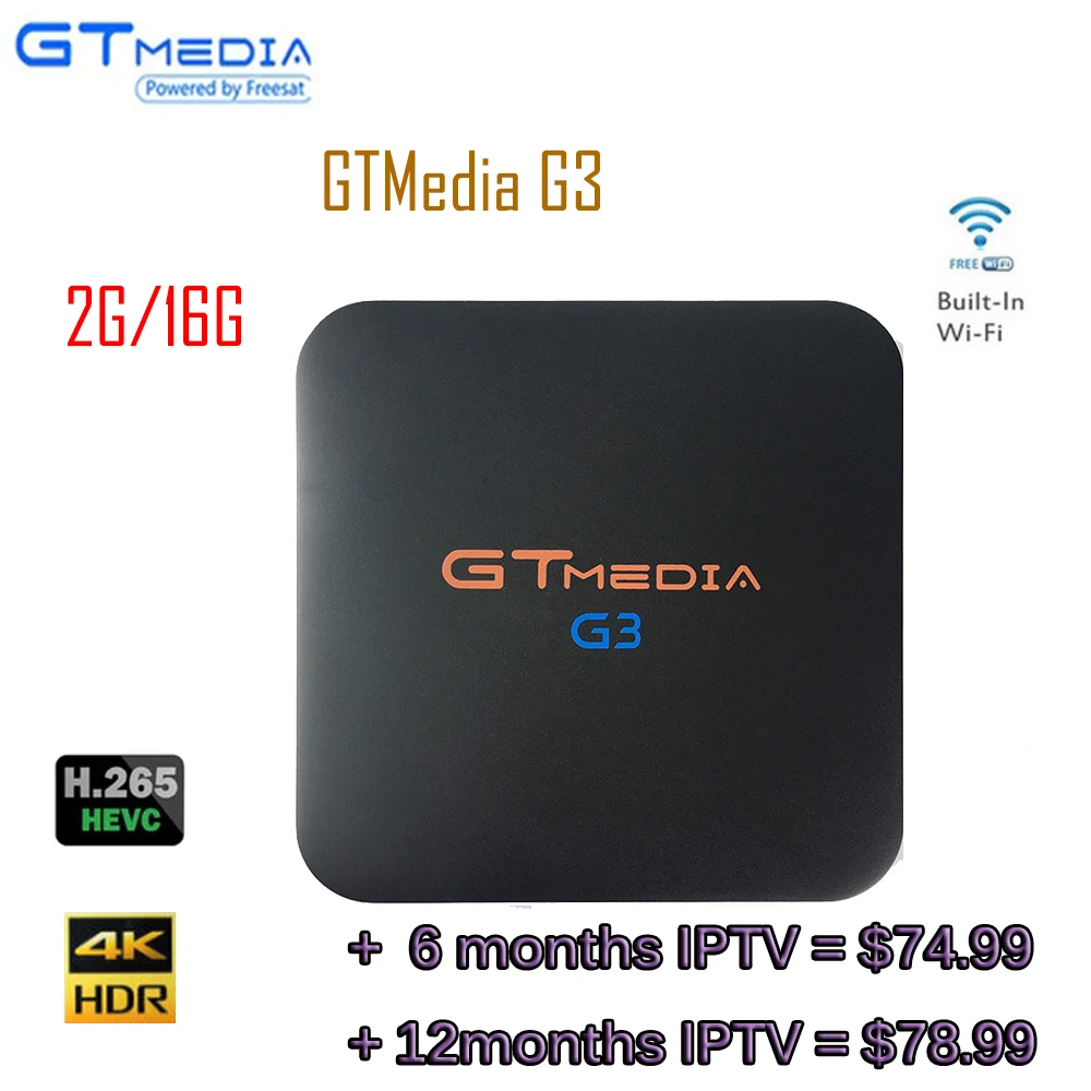 GTMEDIA G3 Android 7.1.2 With IPTV 6/12 Months Amlogic S905x 2GB/16GB TV BOX 2.4G/5G WIFI Bluetooth 4.0 LAN HDM SET UP TV BOX