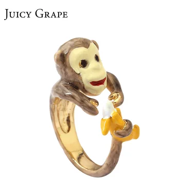 

2018 New Style Original Vivid Lovely Handmade Monkey Ring Elegant Animal Jewelry Enamel Ring For Free Shipping