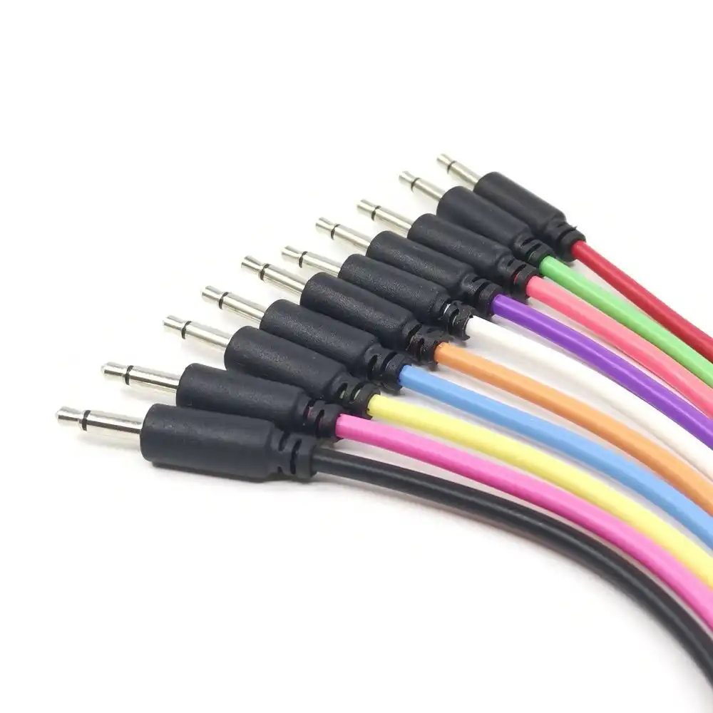 Mono Patch Modular Eurorack Cables TS 3.5mm 1/8 inch Black Jack Patch