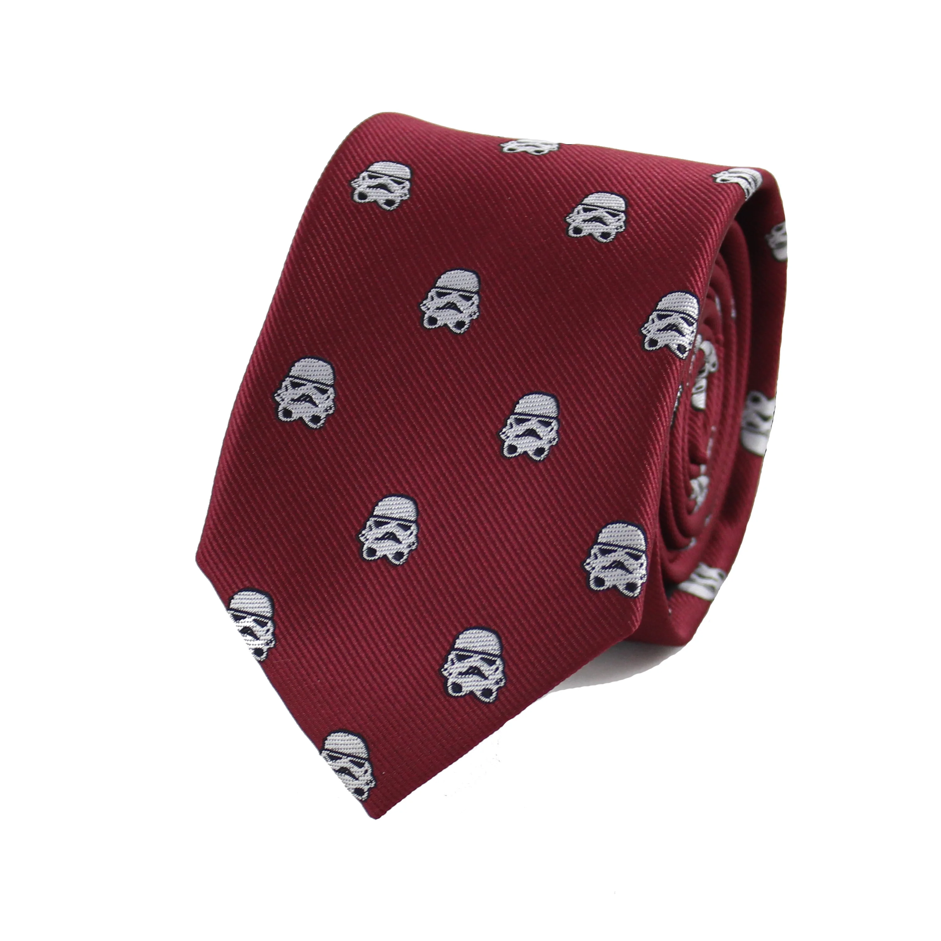 

Microfiber Jacquard Stormtrooper Helmet Pattern Burgundy Necktie Star Wars Movie Theme Tie Father's Day Birthday Gift Tie