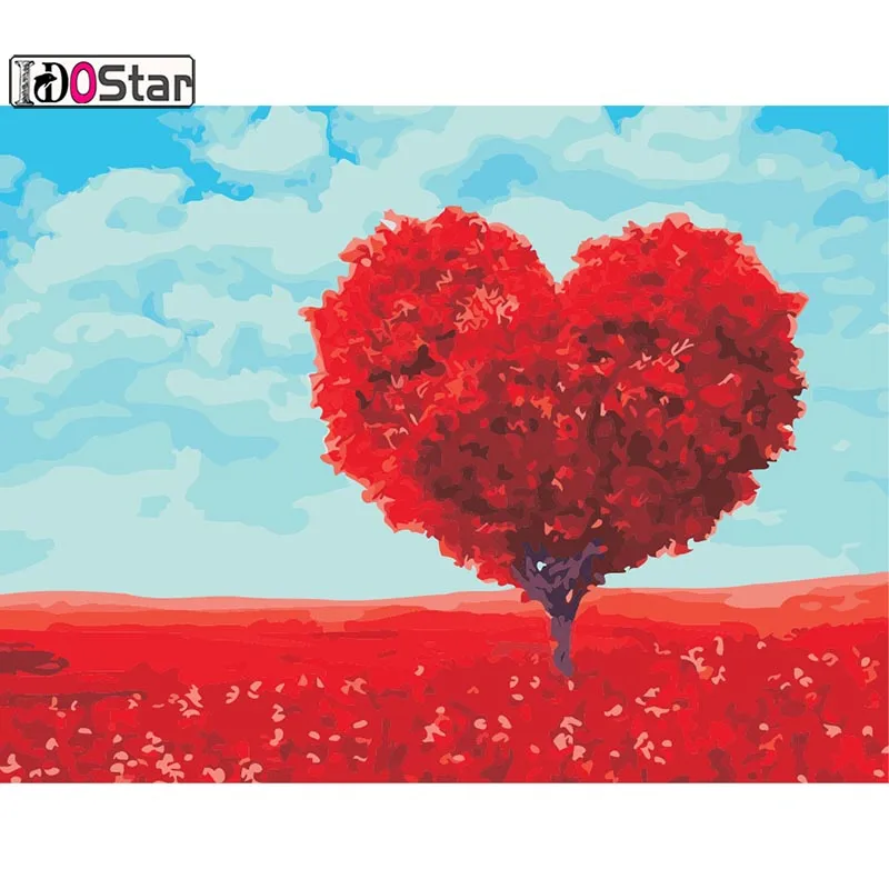 Новые фотографии без рамки любовь Картина Пейзаж с деревом по номерам домашний декор Ручная роспись маслом на холсте