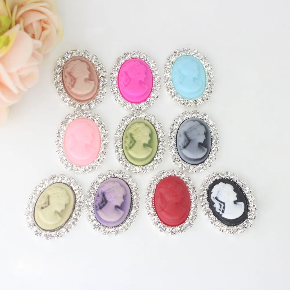 25mm Cameo Sewing Button Flatback Rhinestones Embellish Button DIY Hair Interspersed Artificial Button Shiny Wedding Accessories