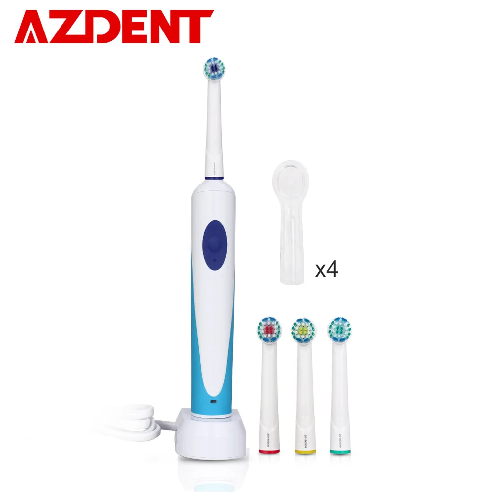Новая Вращающаяся электрическая зубная щетка AZDENT перезаряжаемая зарядка с 4