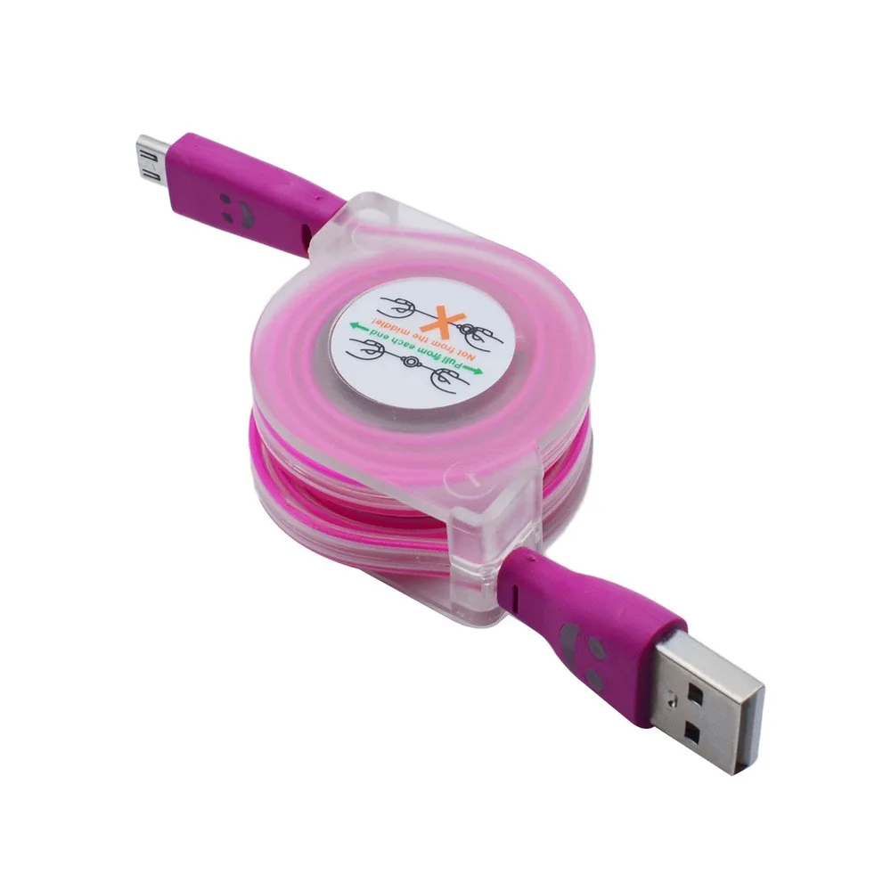 Светодиодный светильник Micro USB быстрая зарядка USB кабель для передачи данных для мобильного телефона шнур для быстрой зарядки данных - Цвет: Hot pink