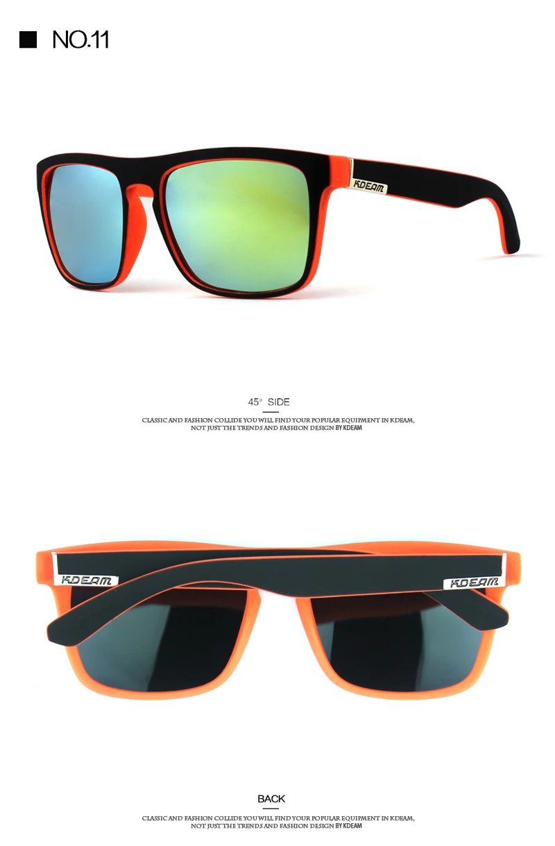 Бренд KDEAM солнцезащитные очки Для мужчин спортивные солнцезащитные очки Для женщин поляризованные зеркальные линзы площади кадра 11 Цвета UV400 с футляр KD156