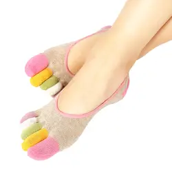 Модные Цветные Хлопковые женские разноцветные носки с низким вырезом на весну с пятью носками