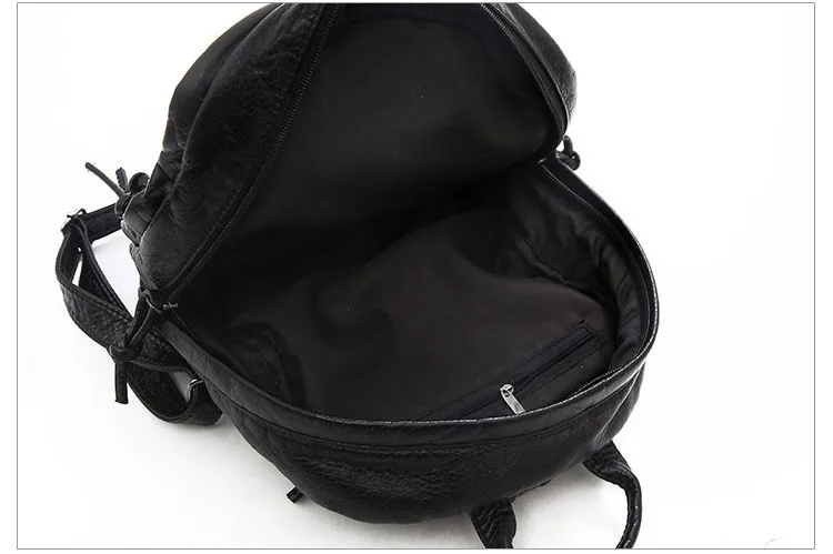 MJ Women Leather Backpack Soft PU Leather Travel Bag Solid Color Female Backpack Small Daypack School Bag for Teenage Girls (18)