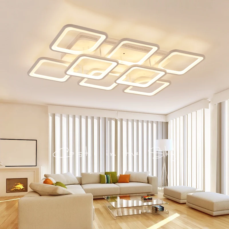 

Rectangle Modern led Ceiling Lights For Living Room Bedroom Square white Finish Ceiling Lamp Fixtures 110V 220V