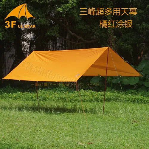 3F UL Gear Ultralight Tarp Outdoor Camping Survival Sun Shelter Shade Awning Silver Coating Pergola Waterproof Beach Tent - Цвет: 4X3 Orange