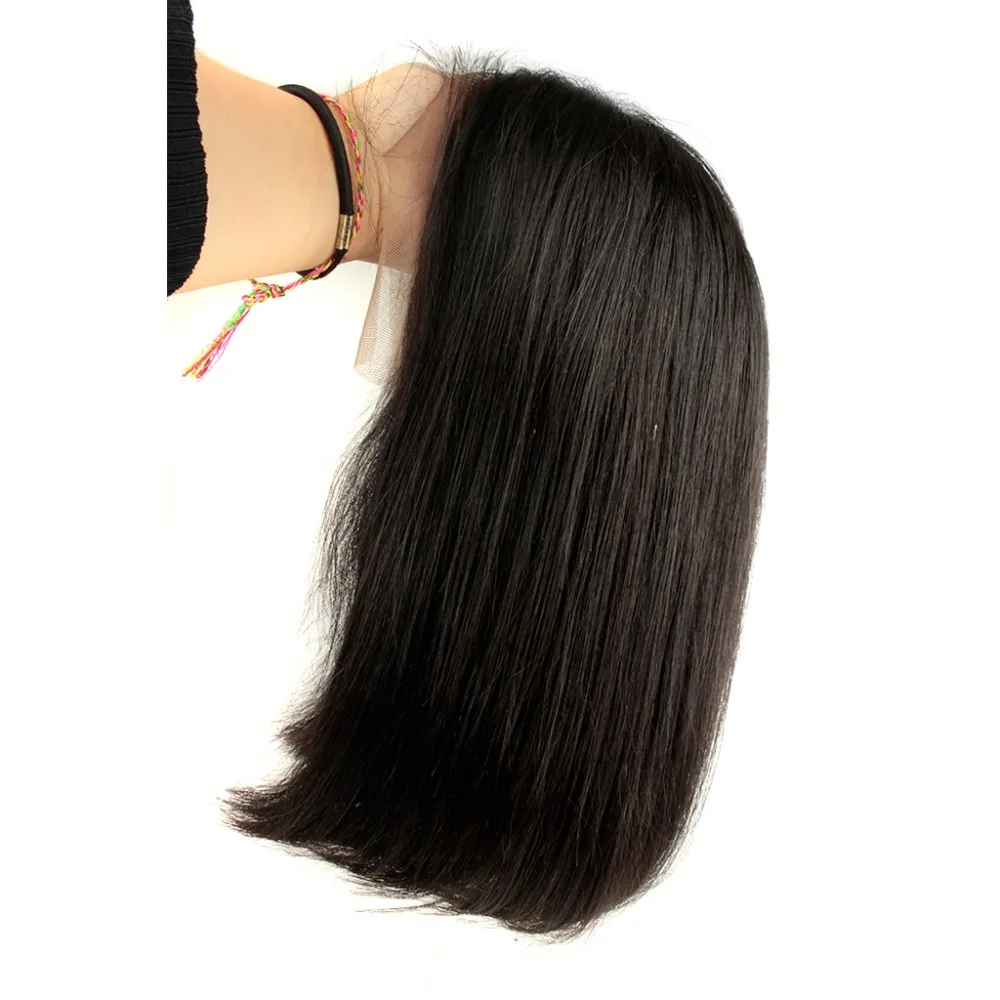 

Beeos Straight Short Bob Wig 150% Brazilian Remy Hair 13*4 Lace Front Human Hair Wigs Natural Black Lace Front Wigs Pre Plucked